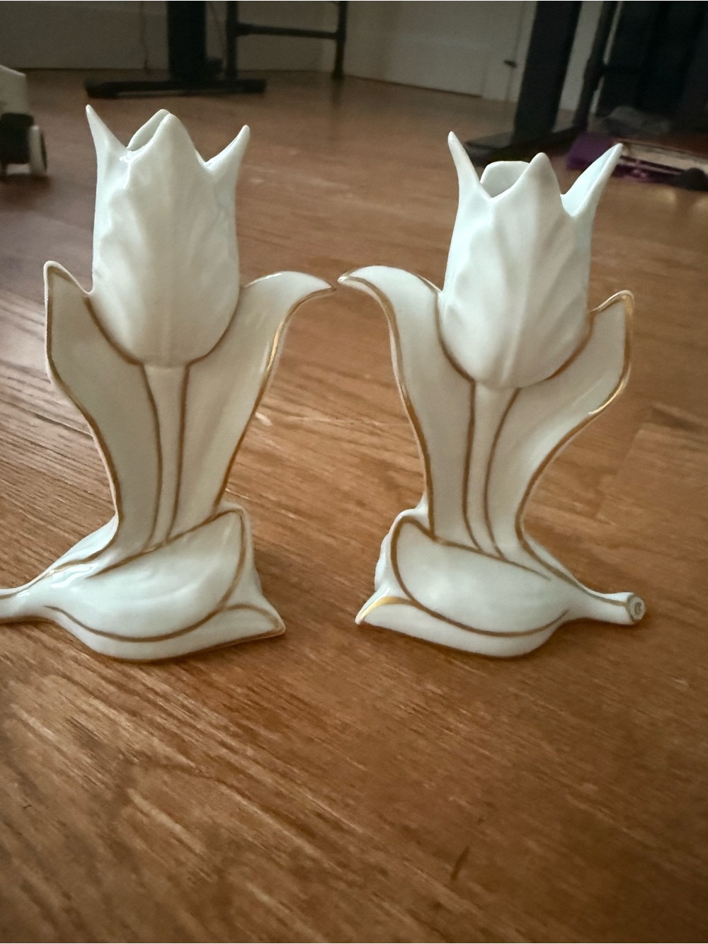 Set of 2 Vista Alegre porcelain candle holders - made in Portugal